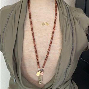 Stella & Dot Wood Bead Charm Necklace Pendant-NWT